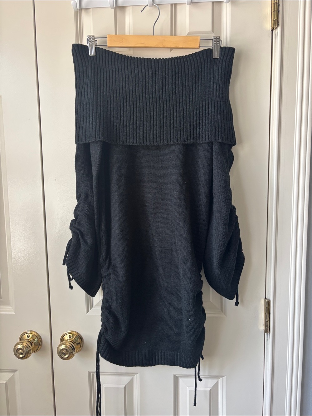 Love Tree Black Off-the-Shoulder Knit Sweater Dress